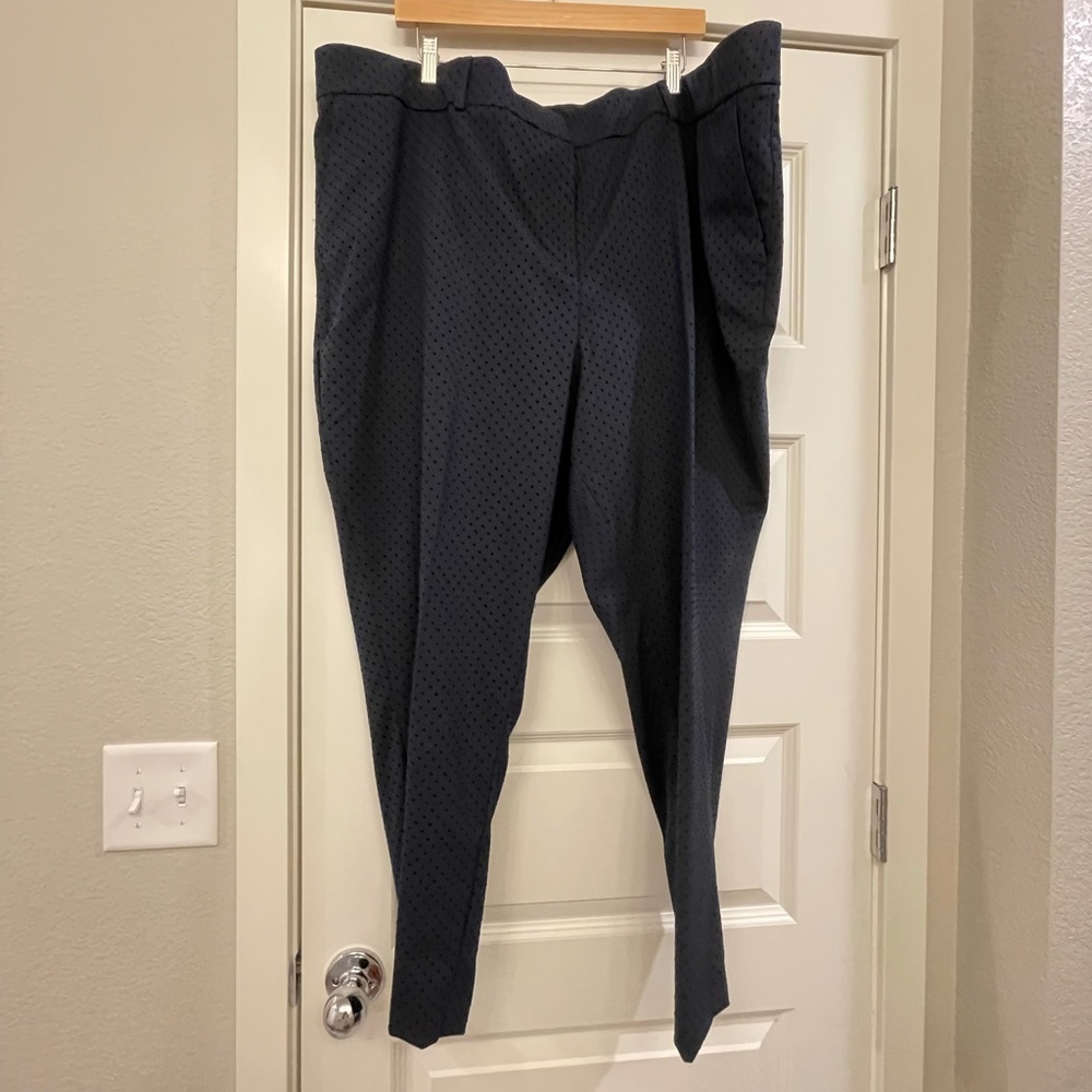 Slacks/Trousers/Work Pants - Navy Blue with navy velvet polka dots.